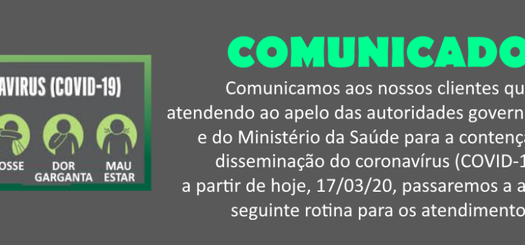 COMUNICADO CORONAVÍRUS